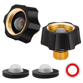 Jingzan 2 Pack Brass Water Inlet Fitting for Pressure Washer Pump, 3/8" NPT x 3/4" GHT Hose Adapter, Replacement for Simpson 7112362, Garden Hose to Pump Connector for Power Washers (2 Pack Fittings)
