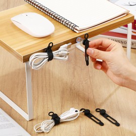 AceOrbit 20 Pack Magnetic Cable Ties with Magnets Reusable Silicone Cord Ties Multi-purpose Cord Organizer Clips for Bundling and Cable Management for Home Office Travel Kitchen(Black)