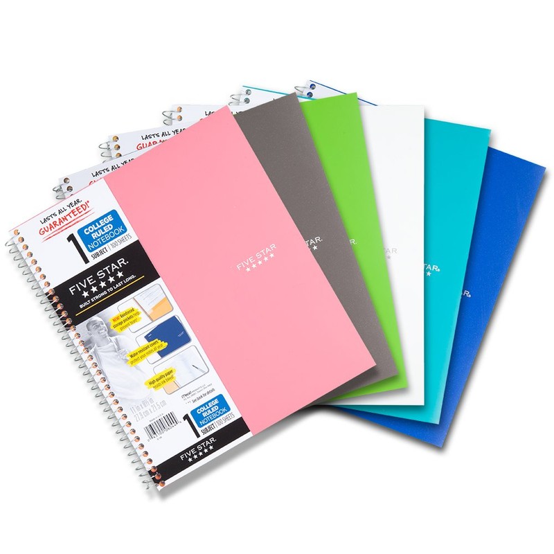 Five Star Spiral Notebook, 1-Subject, 100 College-Ruled Sheets, 11 x