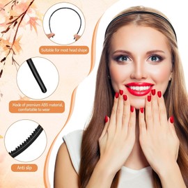 Skinny Plastic Headbands for Women, 3 Pieces Plastic Headband With Teeth, Hair Bands Hair Accessories for Sport Washing Face (Black, 0.8 * 14CM)