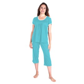 Cool-jams Wicking Pleated T-Shirt Capri Set (2X, Island)