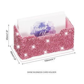 PATIKIL Rhinestone Business Card Holder, Crystal Business Card Holders Bling Business Card Organizer Display Stand for Desktop Desk Office Exhibition, Pink