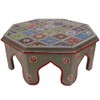 GURU SHOP Painted Small Table with Tile Mosaic - Blue