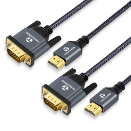 Thsucords Cable HDMI a VGA de 1M 2 Paquetes,Cable adaptador trenzado HDMI a VGA chapado en oro (macho a macho) para computadora, computadora Portátil, PC, Monitor, Proyector