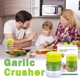 Multifunctional Garlic Mincer, Portable Manual Nut Grinder Mini Chopper, Also for Onions, Gingers, Chili, Spices - Easy Clean and Use, Cute Kitchen Accessories for Cooking Lovers, Green