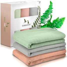 Fern & Avery Organic Receiving Blankets for Boys & Girls - Lightweight Breathable Organic Cotton - Gender Neutral Swaddle Blankets - Sage Theme