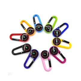 ZAMXHUG Compass Key Ring – Pack of 10 Compass Pendants, Compass Key Fob Colourful Carabiner Compass Plastic Compass Clips Pocket Compass Belt Clips for Outdoor Camping Party Toys