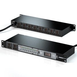 10 Outlet Power Conditioner, 3000W 1U Rack Mount Power Sequencer Conditioner for Audio Equipment Home Theater Sound System, 8 Independent Switches, Surge Protector