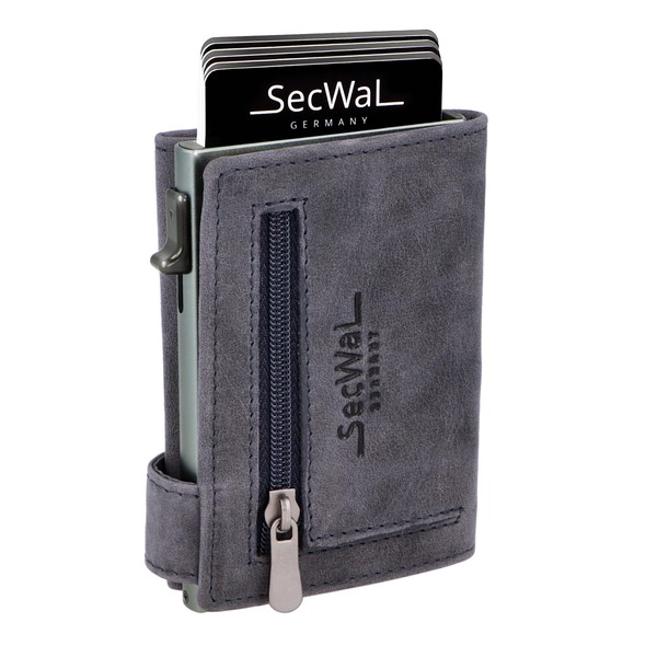 SecWal Card Case with Coin Compartment Zip, Made in Germany,