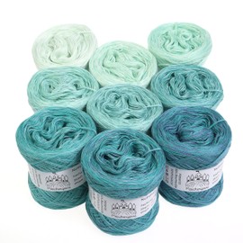 Gradient Yarn Bobbel Candy Box, 4-Ply Mint Drops Mini Box, Total 1140 m/300 g, 4 Compartments