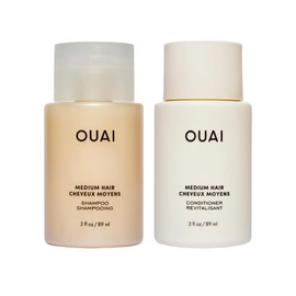OUAI Medium Hair Shampoo & Conditioner Set, Travel Size - Hydrating Shampoo & Conditioner - With Coconut Oil, Babassu, Kumquat Extract & Keratin - Sulfate, Paraben & Phthalate Free (3 Oz)