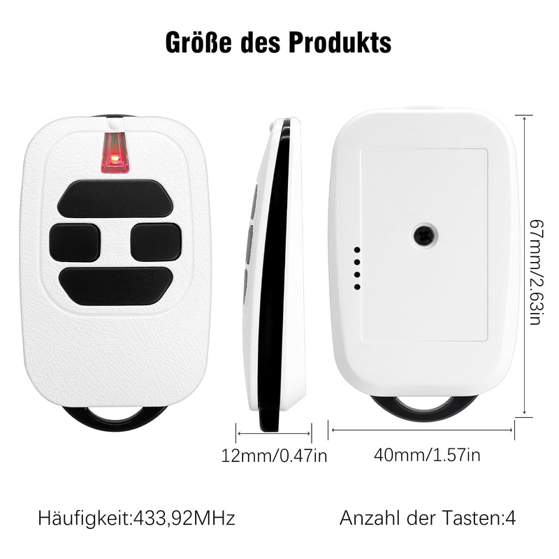 2 Pack 433.92MHz Gate Remote Control Compatible with DEA GTI2/4,