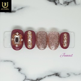 Winter pink handmade nail tips - Long stiletto / 겨울핑크 수제네일팁 - 롱스틸레토