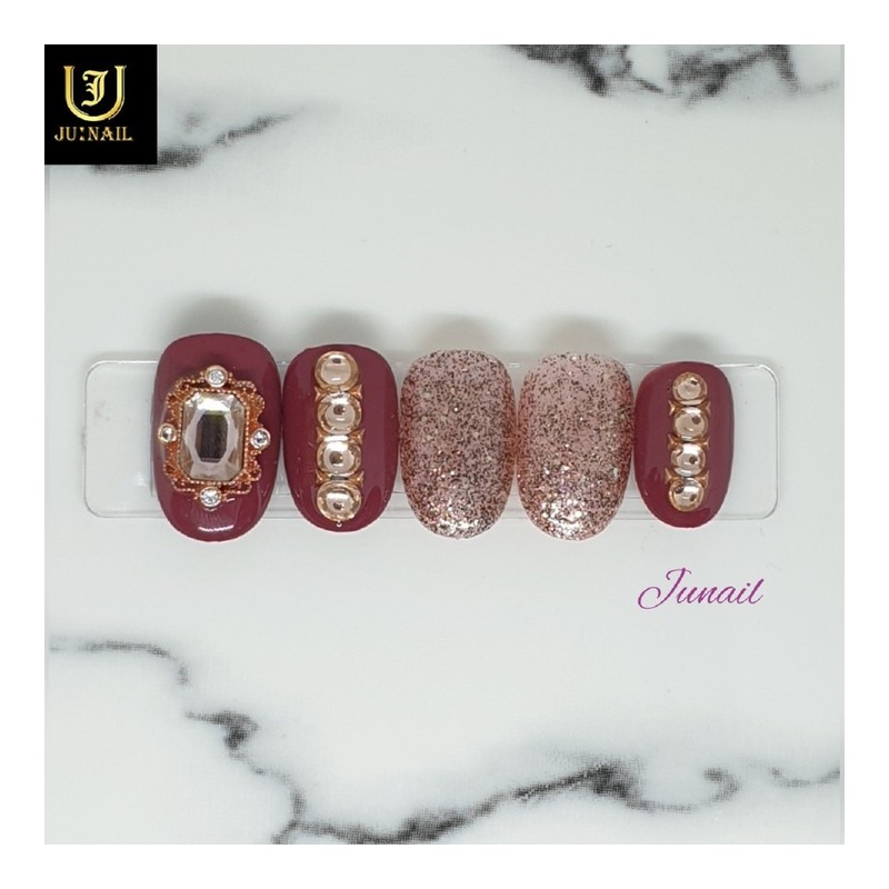 Winter pink handmade nail tips - Long stiletto / 겨울핑크
