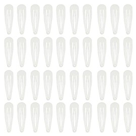 40 Pcs White Color 2 Inch Metal Snap Hair Clips Drop Shape Hair Barrettes for Women Girls' Hair Accessories