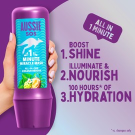 Aussie SOS 1 Minute Miracle Colour Rescue Mask 250ml to Deeply Nourish Dry Coloured Hair