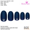 Bling Art False Nails Blue Matte Oval Medium Fake Acrylic