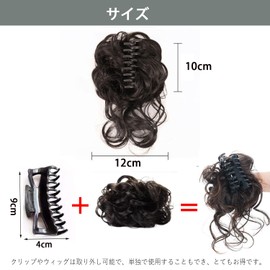 XUZOO Bun Wig, Clip-type, Hair Extension, Women's, Kimono Dress, Dance, Recitals, Weddings, Partial Wig, Hair Extension, Hair Ornament, Large, Hair Clip, Hair Extension, Hair Arrangement (Light Brown)