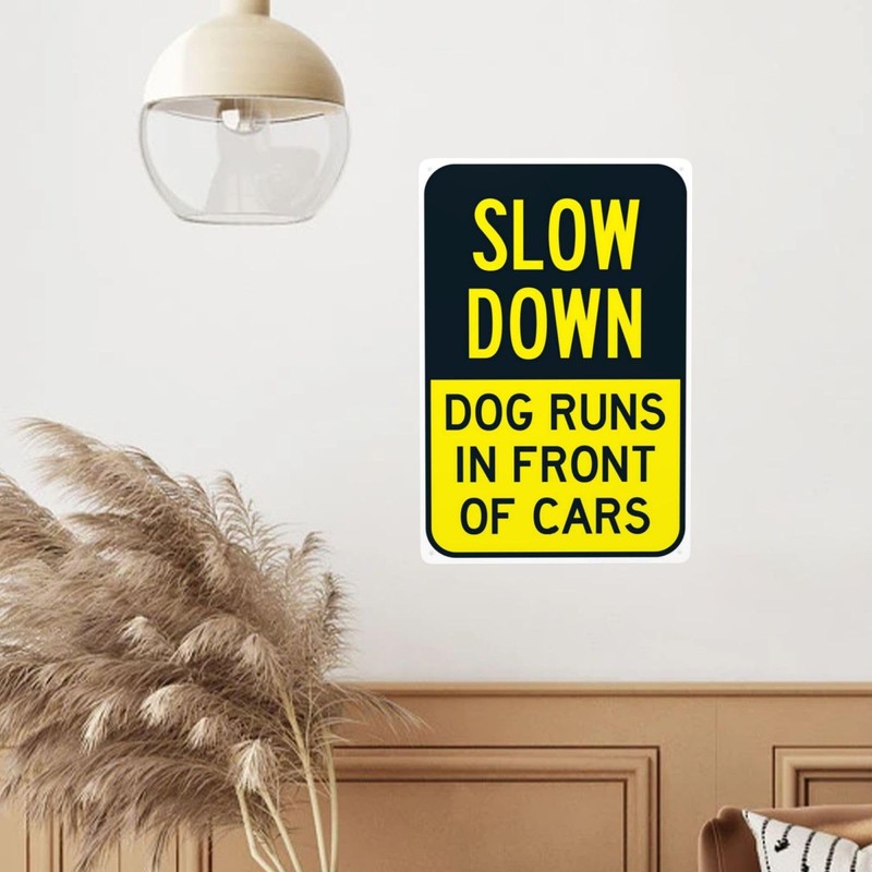 Dogs At Play Sign, Slow Down Dog Runs In Front