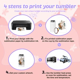 AGH 12 OZ Kids Sublimation Tumbler, 6 Pack White Stainless Steel Bottles Vacuum Flask Tumblers with Colored Lid, Sport Kids Skinny Straight Water Cups