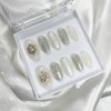 [Handmade Nail Tips] Wedding Glitter Nails - Long Oval /