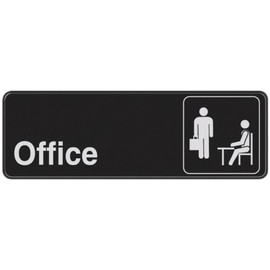 Hillman 841754 Black and White Plastic Self-Adhesive Office Sign (3" x 9")