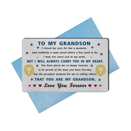 EE&YU Grandson Card from Grandma Grandad - Love and Proud My Adult Grandson Birthday Graduation Fathers Day Card Gifts for Men