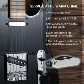 Phrilam Pro TL-60S Vintage Alnico 5 Single Coil Neck Pickups for FD Tele Style Electric Guitar, Chrome