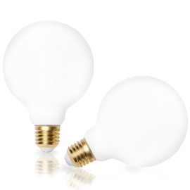 Vanpus LED Glühbirne E27 Dimmbar Vintage Glühbirne E27 8W (Äquivalent zu 80W) Opal Frosted White Globe Form Glas,Kein Flimmern, Konstantstrom Edison LED Lampe, Warmweiß, Dimmbar, G80(Pack von 2)