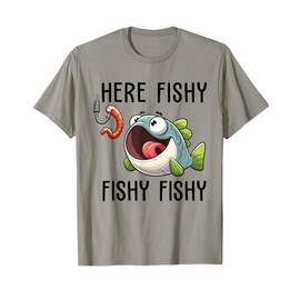 Here Fishy Fisherman Funny Fishing Lover Cute Fish Worm T-Shirt