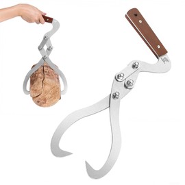 BiggerFire 12 Inches (300MM) Log Tongs Firewood Tong with Handle Non-Slip, Claw Log Lifting Tool for Lifting, Handling, Dragging and Carrying Logs,Wood Handle 2 Claw Skidding Tongs