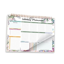 WEZCHUGHAOL Undated Weekly Planner Pad - Daily/Monthly Productivity Organizer with Habit Tracker & To-Do Lists | 50 Tear-Off Sheets for Meal Planning, Appointments & Schedules | Reusable B5 Desk Notepad (Leaf Design)