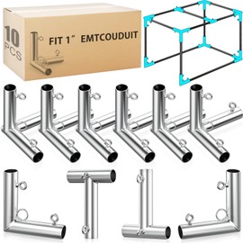 ForoGore 10 Pcs 1'' Golf Frame Corner Kit DIY Canopy Fittings Kit with Threaded Eye Bolts for EMT Pipe 10' L x 10' W x 10' H Practice Golf Cage Net Indoor Outdoor Home