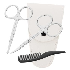 LIFKOME 4pcs Beard Grooming Kit Portable Nose Hair Clipper Set Precision Scissors Mustache Trimmer Hair Cutting Kit for Men