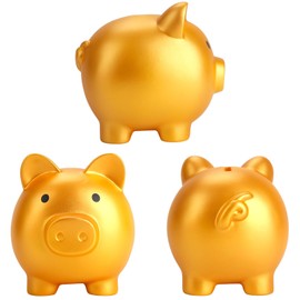GGTTNRT Piggy Banks For Kids Adults, Cute Coin Cash Money Box For Kids, for Room Decoration, Family and Friends Gift (Gold)
