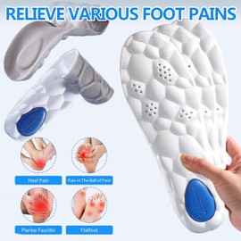 Sport Insoles Ultra-Soft Latex Insoles for Men & Women - High Elasticity, Shock Absorption, Sweat-Absorbing, Thickened Comfort for Running Training Hiking Orthotic Comfort Insoles for Sneakers XL(EU 45-46)