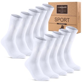 Sportsocken Herren Socken 43-46 Weiß Tennissocken Gepolstert Atmungsaktive Baumwolle 5 Paar Premium Crew Socken