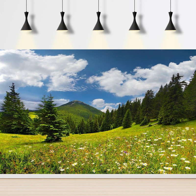 Mountain Valley Aquarium Background Cloudy Blue Sky Fish Tank Background