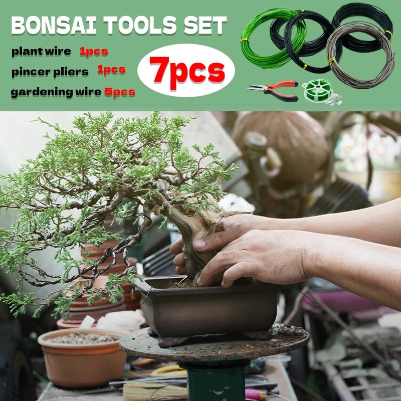 Bonsai Wire 7pcs-5 Rolls of Aluminum Bonsai Training Wire, Cutting