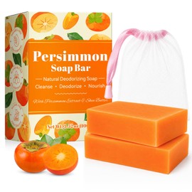 2PCS Persimmon Soap for Odour Body, Deep Cleansing & Moisturising
