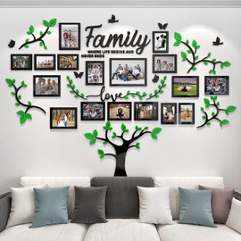 Wall Tattoo Tree Family Tree Wall Sticker Living Room - 3D DIY Wall Stickers Wall Decoration Wall Sticker Tree for Living Room Bedroom Picture Frame 15 x 20 10 x 15 Photo Wall (Green 146 x 207 cm)