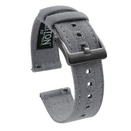 BARTON WATCH BANDS Quick Release Canvas Watch Band Straps, Cool Grey & Gunmetal Grey Buckle, 20mm