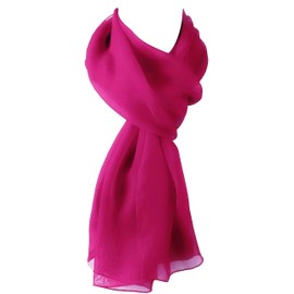 World of Shawls Chiffon Scarves Wraps for Wedding Party Special Occasions Women Plain Neck Scarf Soft Headwrap Girls Headscarf Sheer Wrap 45 x 160 Cm (Hot Pink)