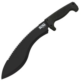 SOG Sogfari Kukri 13" Stainless Steel Survival Machete Knife | Saw on the Back of the Blade, Textured Handle, Nylon Sheath