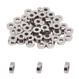 PH PandaHall 100Pcs 7mm Flat Round Spacers Bead Stainless Steel Spacers Bead Round Loose Beads 2.7mm Small Hole Loose Beads Metal Bead for DIY Jewelry Making