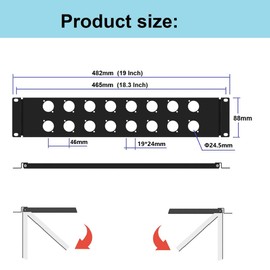 QiaoYoubang 2U Hinged Rack Component Panel with 16 D-Series Punch-Out Holes for 19 inches AV, Sound, Computer Equipment Racks (2U16DBP)