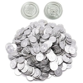 [FUPUTWO] Gold Coins Antique Coins Treasure Box Gold Money Ancient Coin Pirate Casino 300 Pieces (Silver)