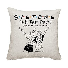 Getagift Sisters i'll be there for you Home Décor, Linen Throw Pillow/Cushion. (Linen Cushion Cover)