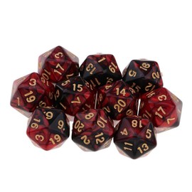 Yourandoll Pack of 10 Polyhedral Dice D20 Dice Dice Game Dice for DND RPG Table Games (Red Black)