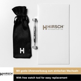HIRSCH Kansas Watch Strap - Durable Calf Leather Buffalo Embossed Watch Strap - 12 to 24 mm, black, 18 mm, Classic
